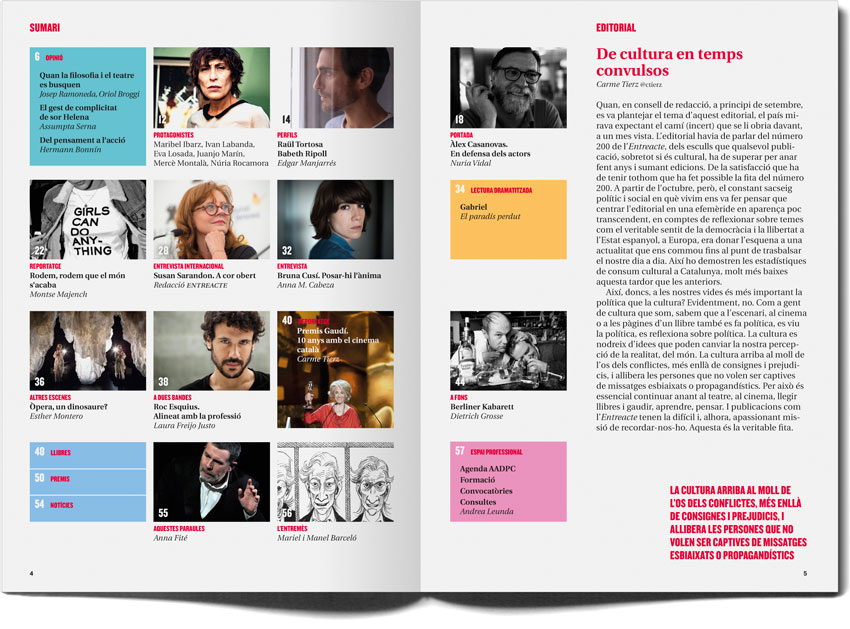 Entreacte magazine Contents spread